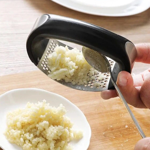Stainless Steel Garlic Press Manual  Mincer Chopping  Tools Curve Fruit Vegetable Cooking Kitchen Gadgets
