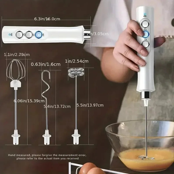 "3-in-1 Portable Milk Frother – Homeious Handheld Electric Foam Maker & Mini Mixer with 3-Speed Settings for Coffee, Lattes, Cappuccinos & More"