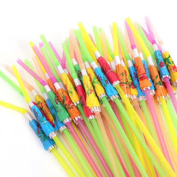 "Buy Tropical Umbrella Straws - 10-100 Colorful Disposable Cocktail Party Drinks _Homeious"