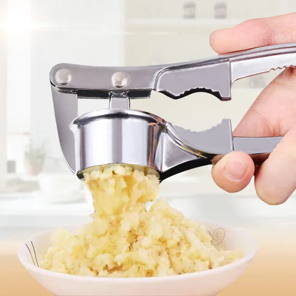 "Stainless Steel Garlic Press – Heavy-Duty Manual Garlic Crusher, Mincer & Squeezer Tool for Easy Grinding | Kitchen Gadge Homious"