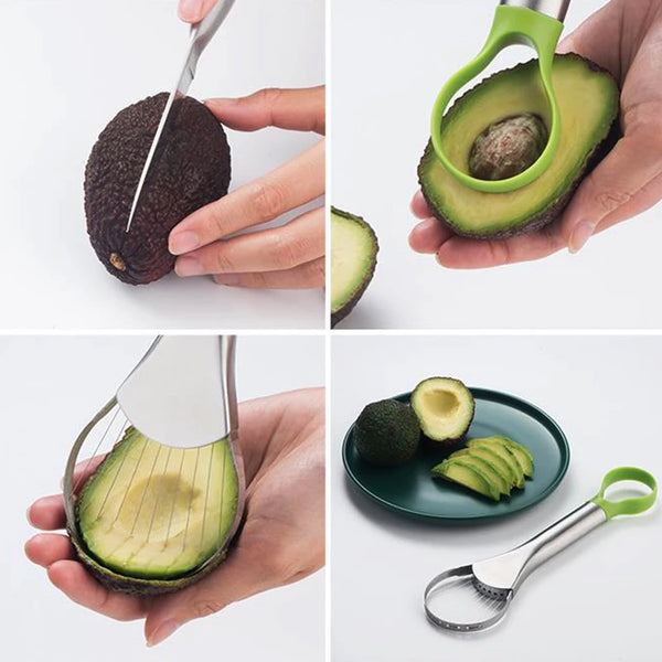 Stainless Steel Avocado Slicer & Peeler – 2-in-1 Kitchen Tool for Avocado, Butter & Fruits | Homeious UK
