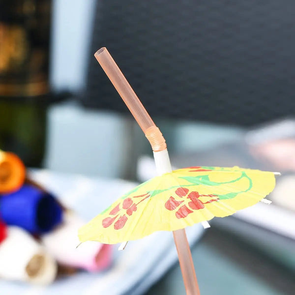 "Buy Tropical Umbrella Straws - 10-100 Colorful Disposable Cocktail Party Drinks _Homeious"