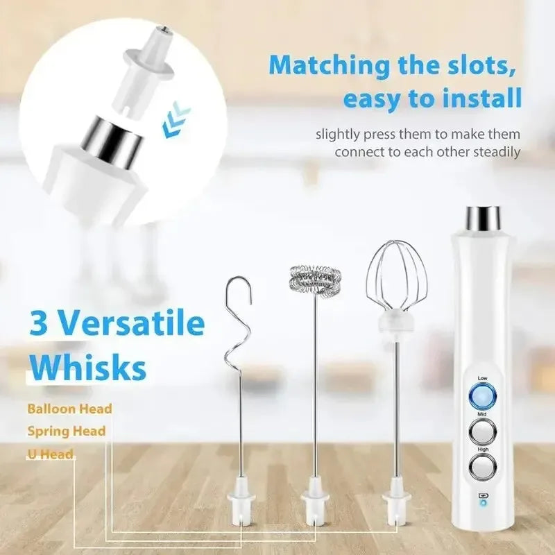 "3-in-1 Portable Milk Frother – Homeious Handheld Electric Foam Maker & Mini Mixer with 3-Speed Settings for Coffee, Lattes, Cappuccinos & More"