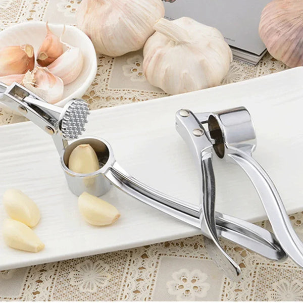 "Stainless Steel Garlic Press – Heavy-Duty Manual Garlic Crusher, Mincer & Squeezer Tool for Easy Grinding | Kitchen Gadge Homious"