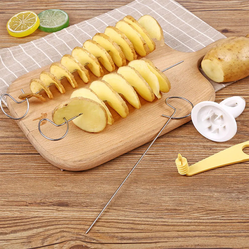 1-5Sets Stainless Steel Plastic Rotate Potato Slicer Twisted Potato Spiral Slice Cutter Creative Vegetable Tool Kitchen Gadgets
