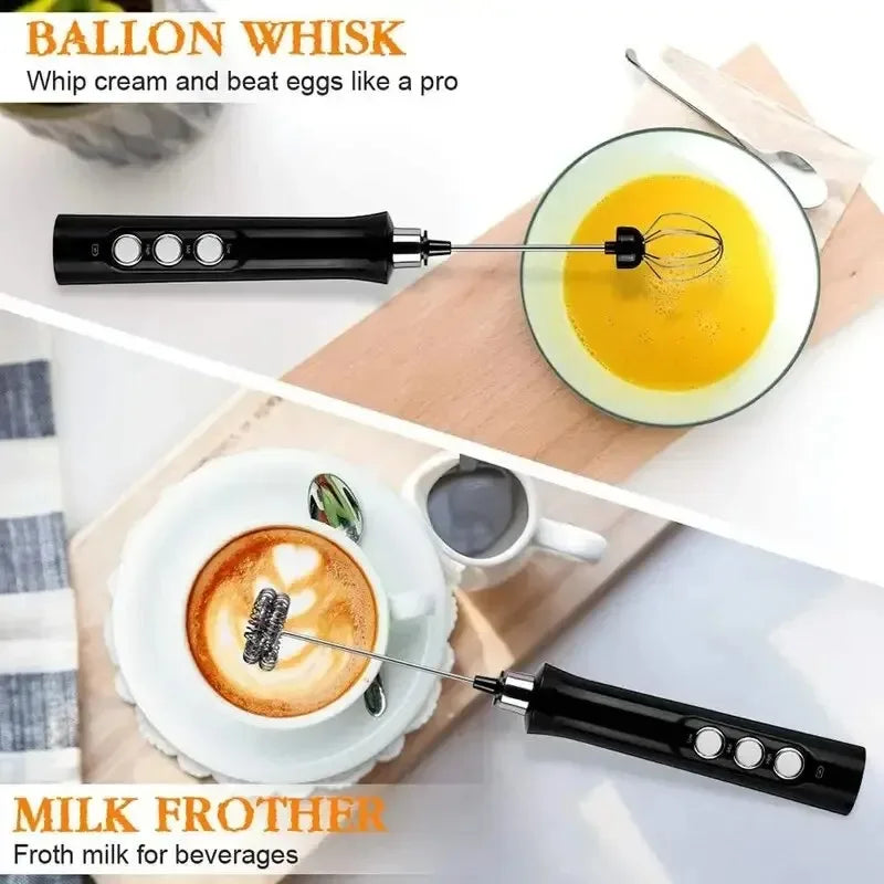 "3-in-1 Portable Milk Frother – Homeious Handheld Electric Foam Maker & Mini Mixer with 3-Speed Settings for Coffee, Lattes, Cappuccinos & More"