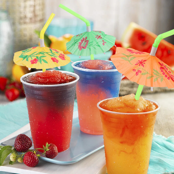 "Buy Tropical Umbrella Straws - 10-100 Colorful Disposable Cocktail Party Drinks _Homeious"