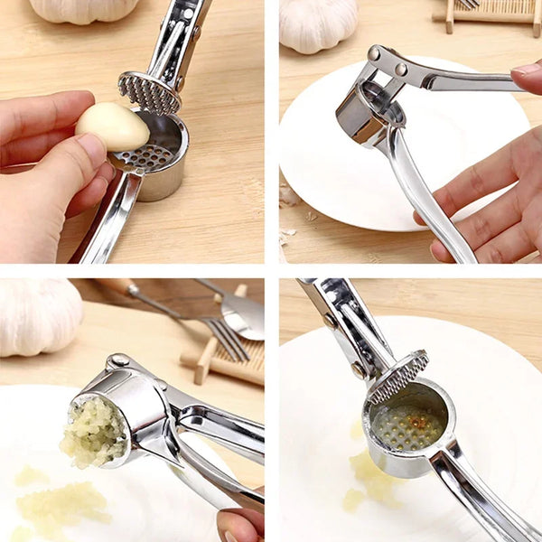 "Stainless Steel Garlic Press – Heavy-Duty Manual Garlic Crusher, Mincer & Squeezer Tool for Easy Grinding | Kitchen Gadge Homious"